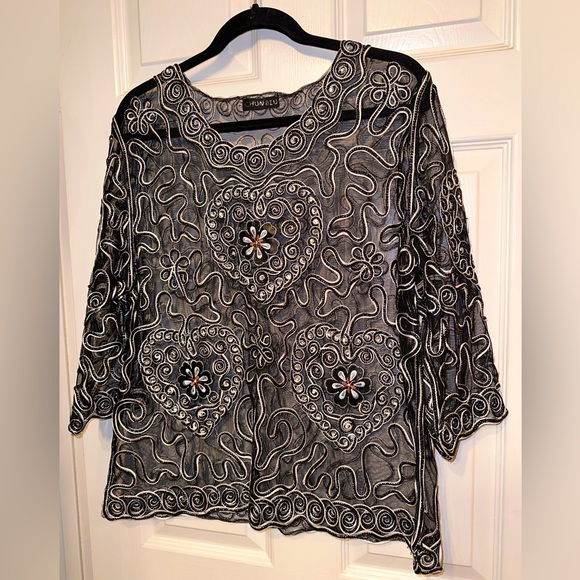 Vintage Art Deco Style Women's Top Soutache Embroidered Blitz  Chunbiu Evening - Picture 1 of 7